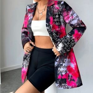 NWT Graphic Print Blazer - Hot Pink, Black & White